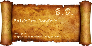 Balázs Donát névjegykártya